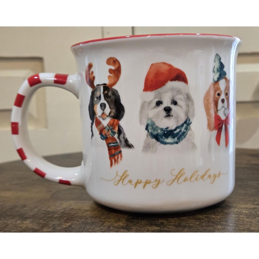 Christmas Dog Holiday Ceramic Large Mug, Coffee/Cocoa, 12 oz., NWT‎
